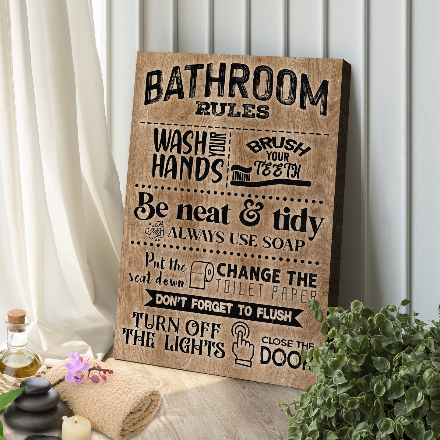 Family Bathroom Rules Sign III Style 1 - Image by Tailored Canvases
