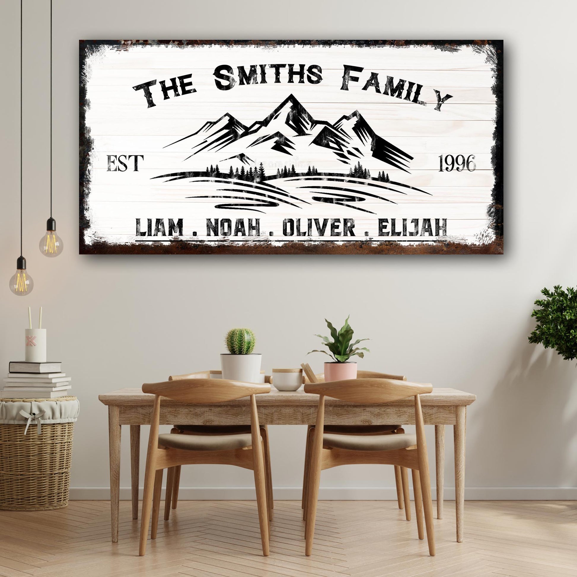 Family Mountain Name Sign Style 1 - Image by Tailored Canvases