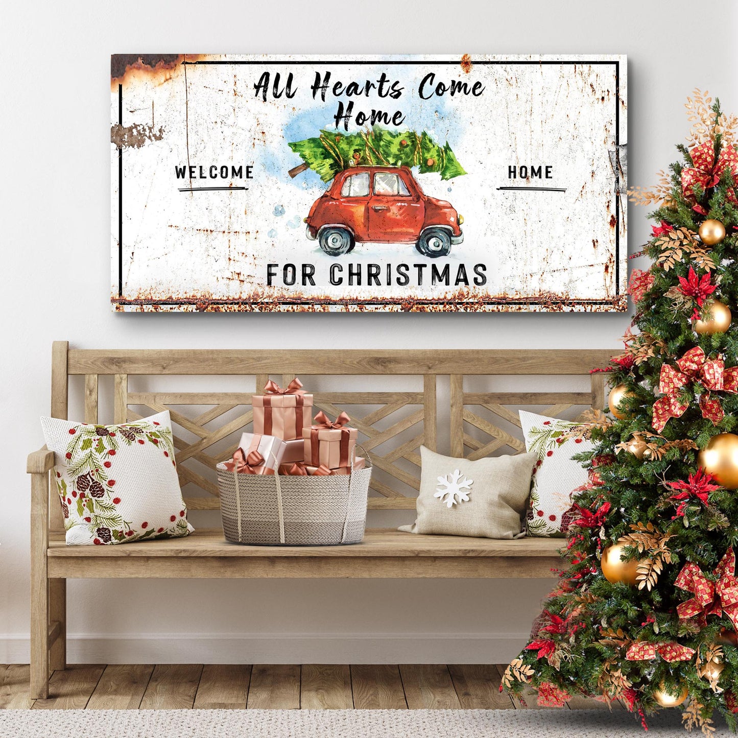 All Hearts Come Home For Christmas Sign Style 1 - Image by Tailored Canvases