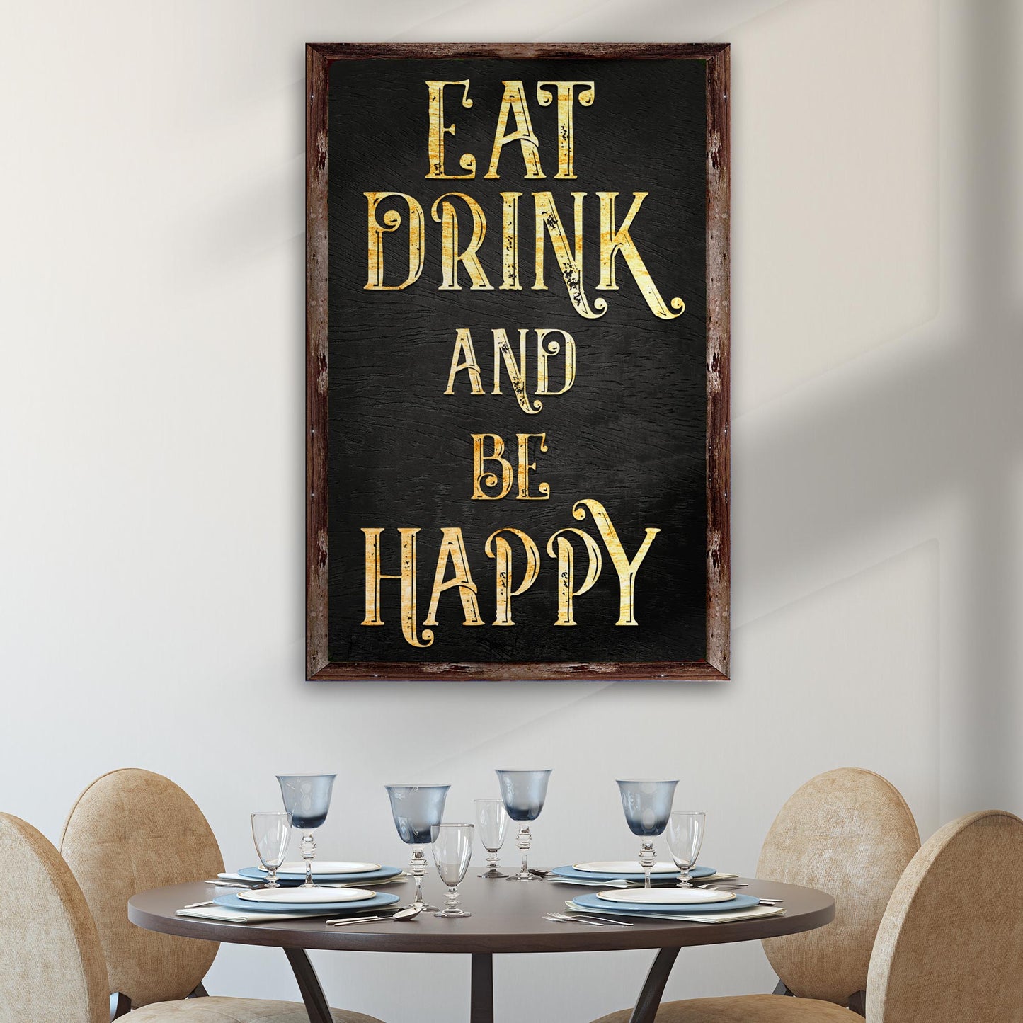 Eat Drink And Be Happy Sign - Image by Tailored Canvases