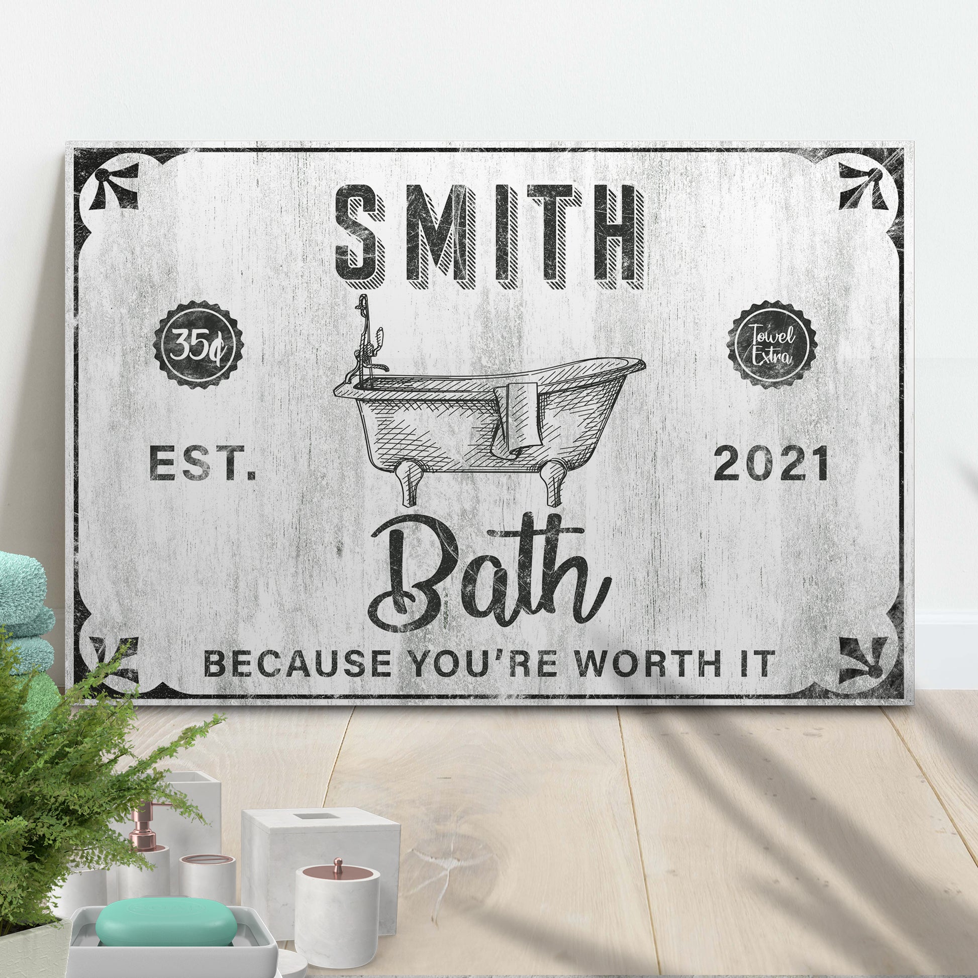 Family Bath Sign Style 1 - Image by Tailored Canvases