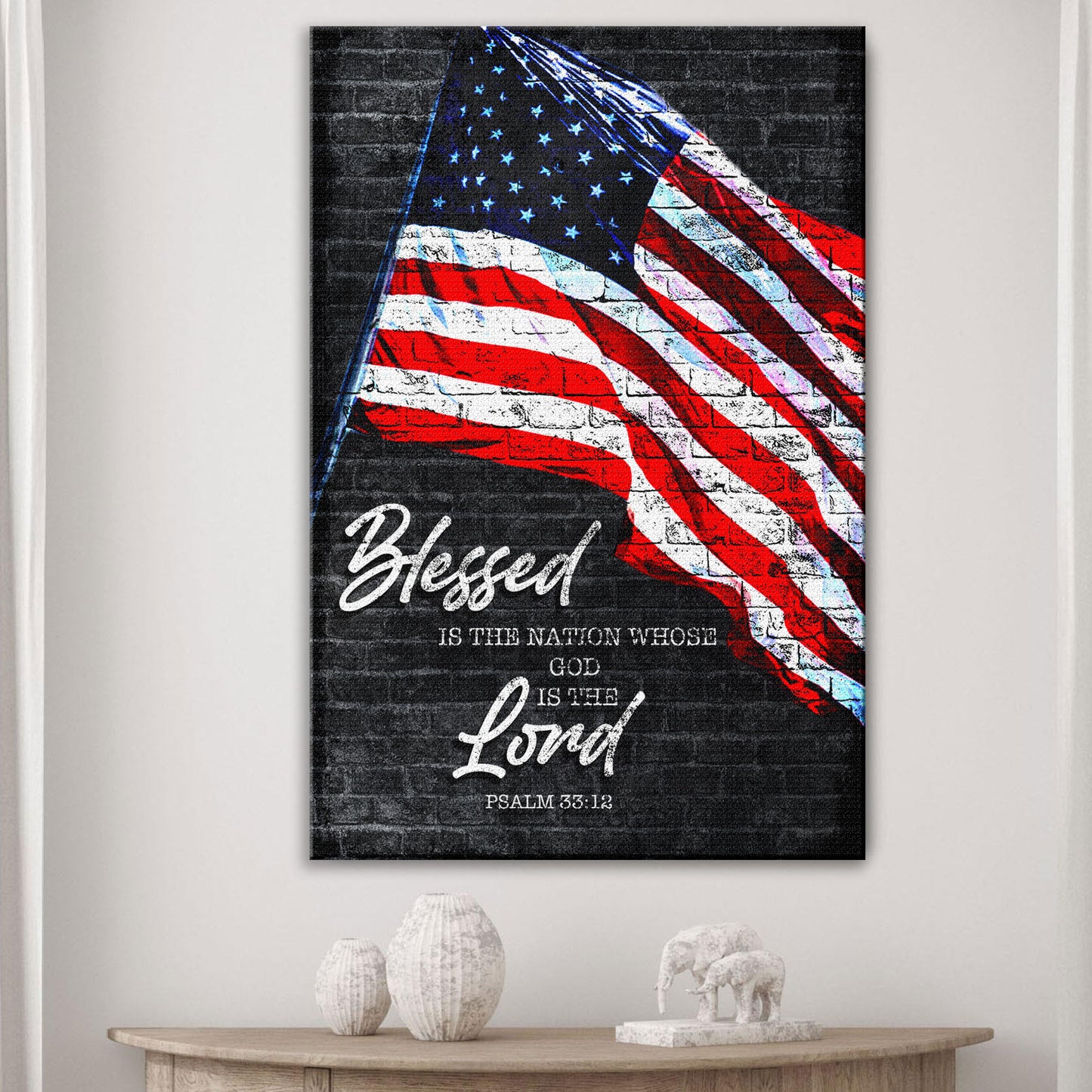 Psalm 33:12 - Blessed Is The Nation Sign Style 1 - Image by Tailored Canvases