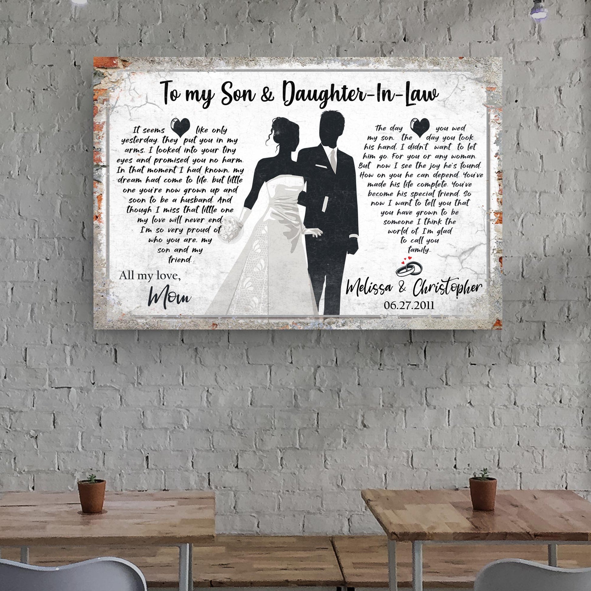 To My Son And Daughter-In-Law Sign  - Image by Tailored Canvases