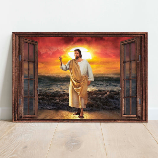 Jesus By The Window Canvas Wall Art II  - Image by Tailored Canvases