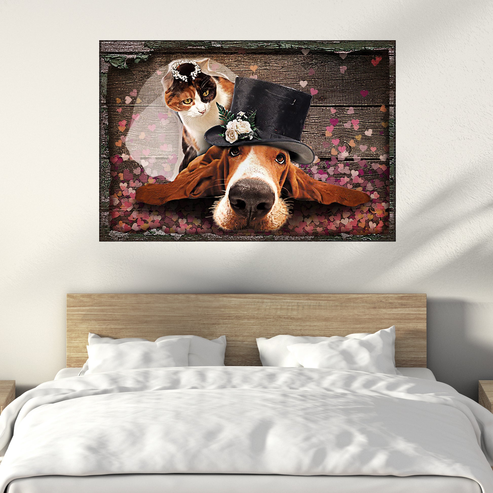 Cat Bride And Dog Groom Canvas Wall Art Style 1 - Image by Tailored Canvases