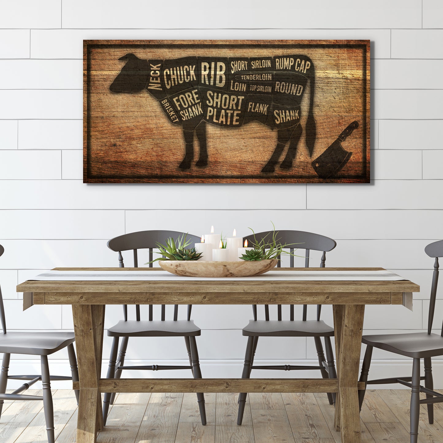 Cow Butcher Kitchen Sign II Style 1 - Image by Tailored Canvases