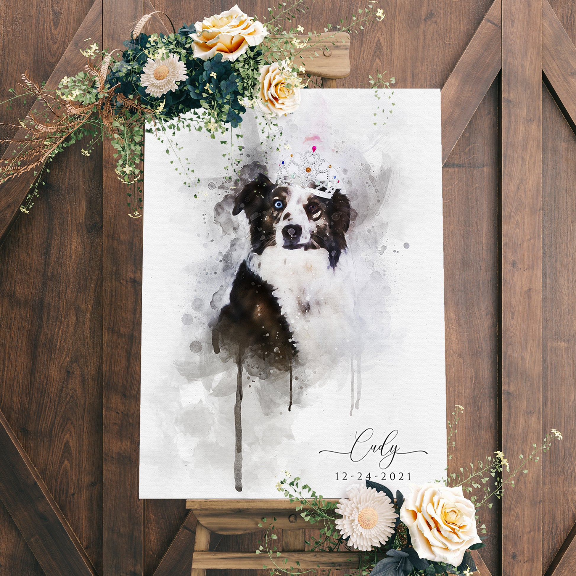 Dog Portrait Watercolor Sign  - Image by Tailored Canvases