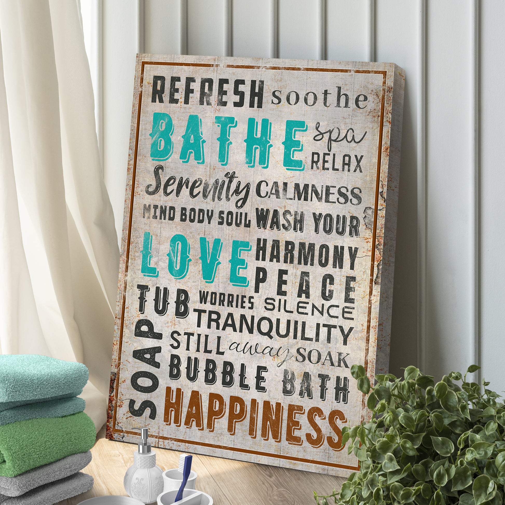 Refresh Soothe Bathe Bathroom Sign II Style 1 - Image by Tailored Canvases