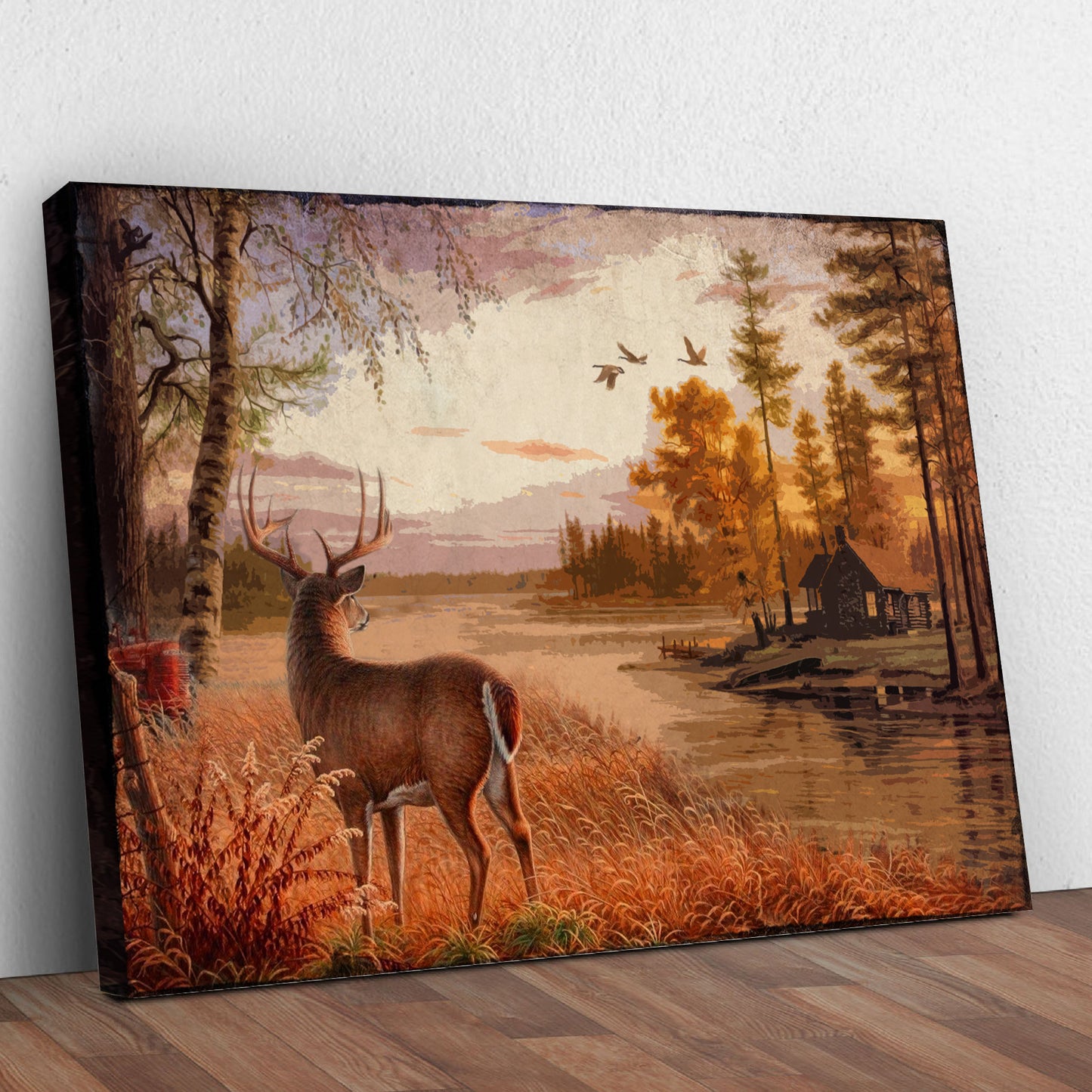 Stag By The Lake Canvas Wall Art Style 2 - Image by Tailored Canvases