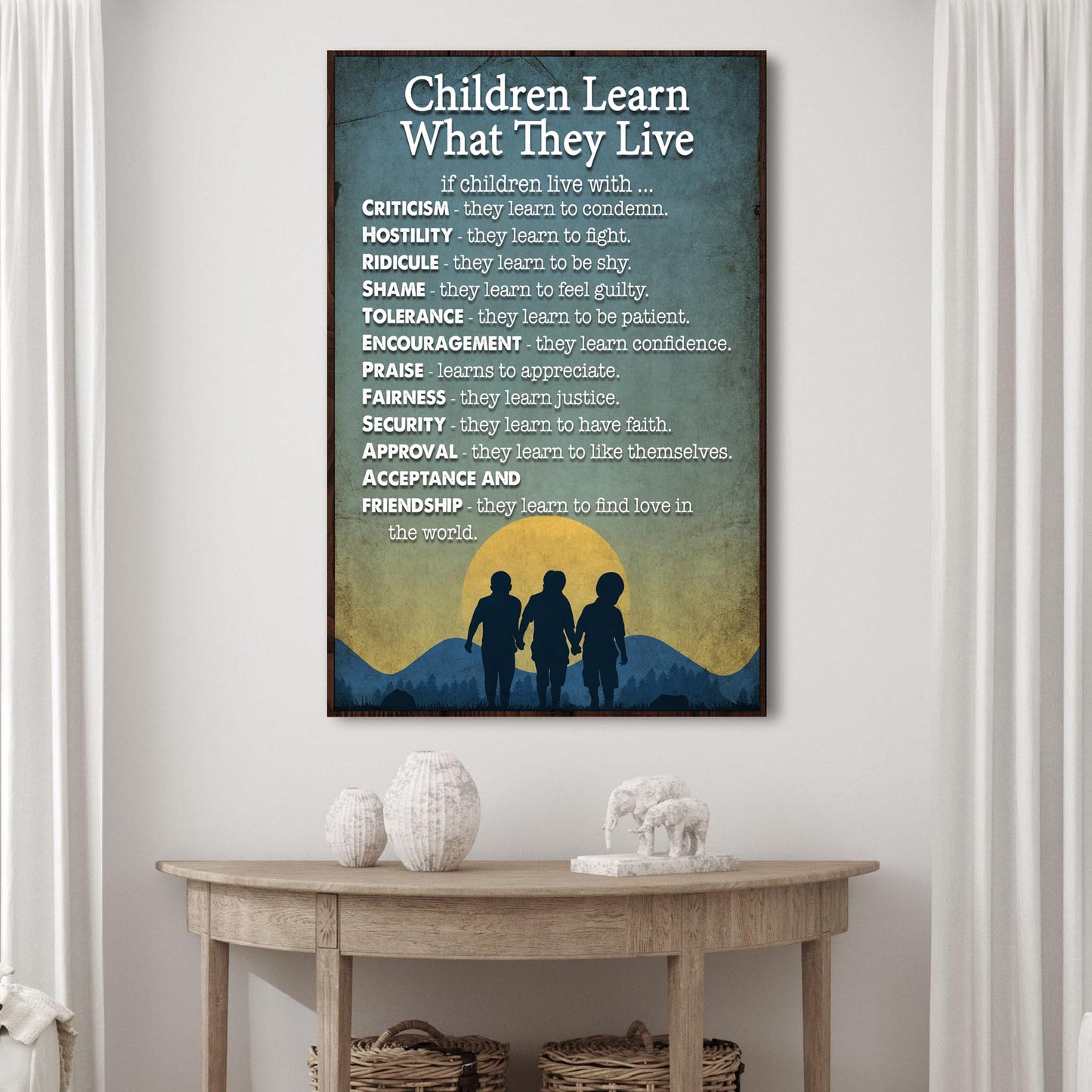 Children Learn What They Live Kids Sign Style 1 - Image by Tailored Canvases