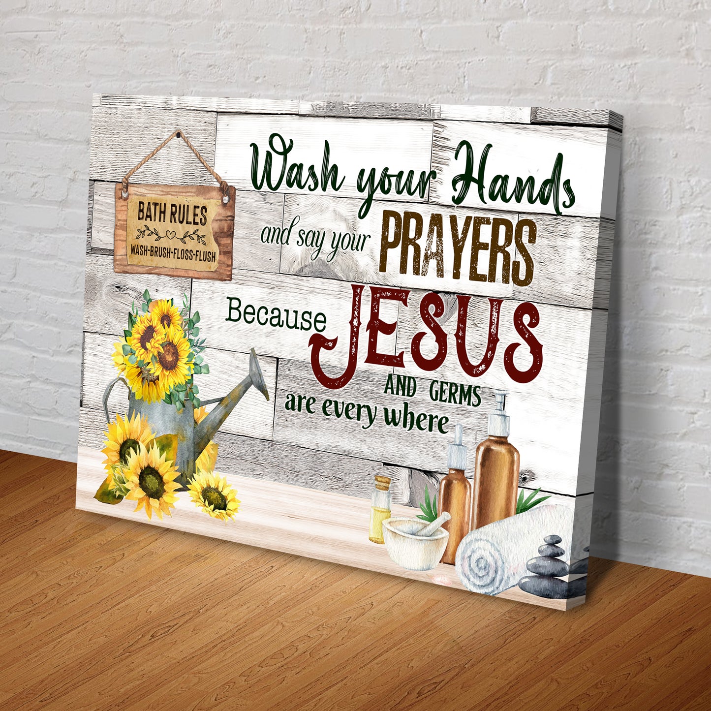Wash Your Hands And Say A Prayer Sign II Style 1 - Image by Tailored Canvases
