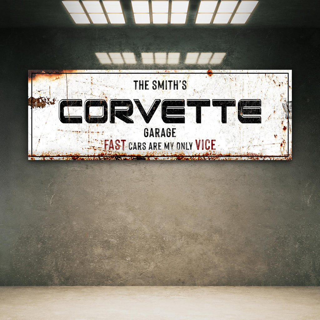 Corvette Garage Sign II | Customizable Canvas by Tailored Canvases