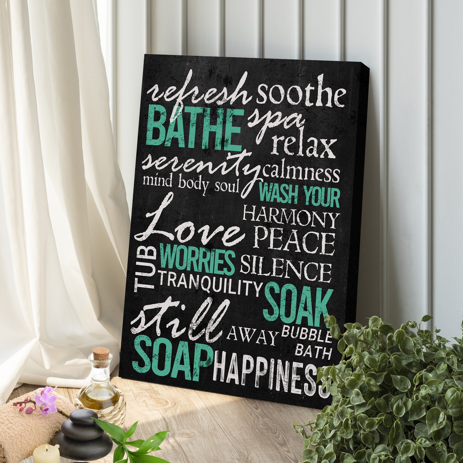 Refresh Soothe Bathe Bathroom Sign Style 1 - Image by Tailored Canvases