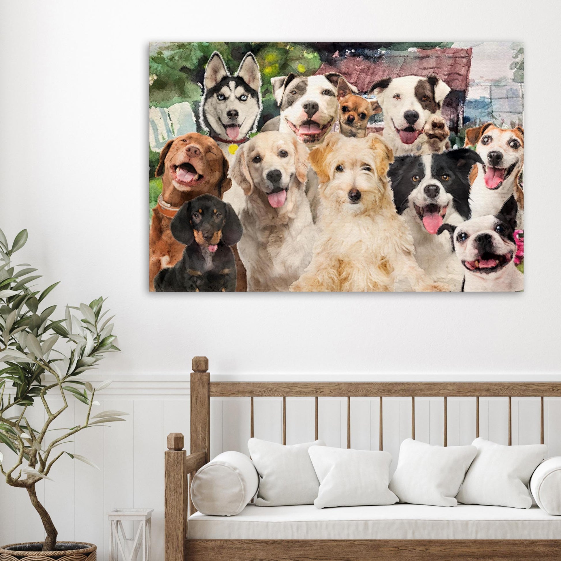 Happy Dogs Canvas Wall Art Style 1 - Image by Tailored Canvases