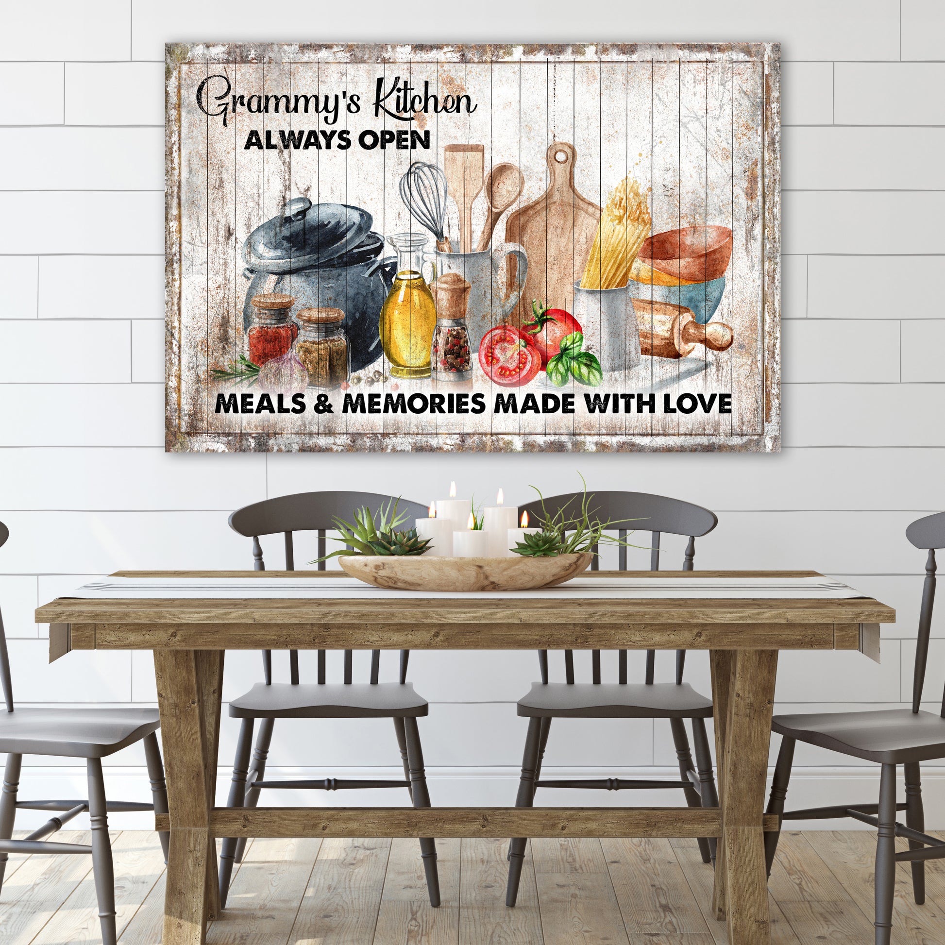 Meals and Memories made with love. Always Open Kitchen Canvas - Image by Tailored Canvases