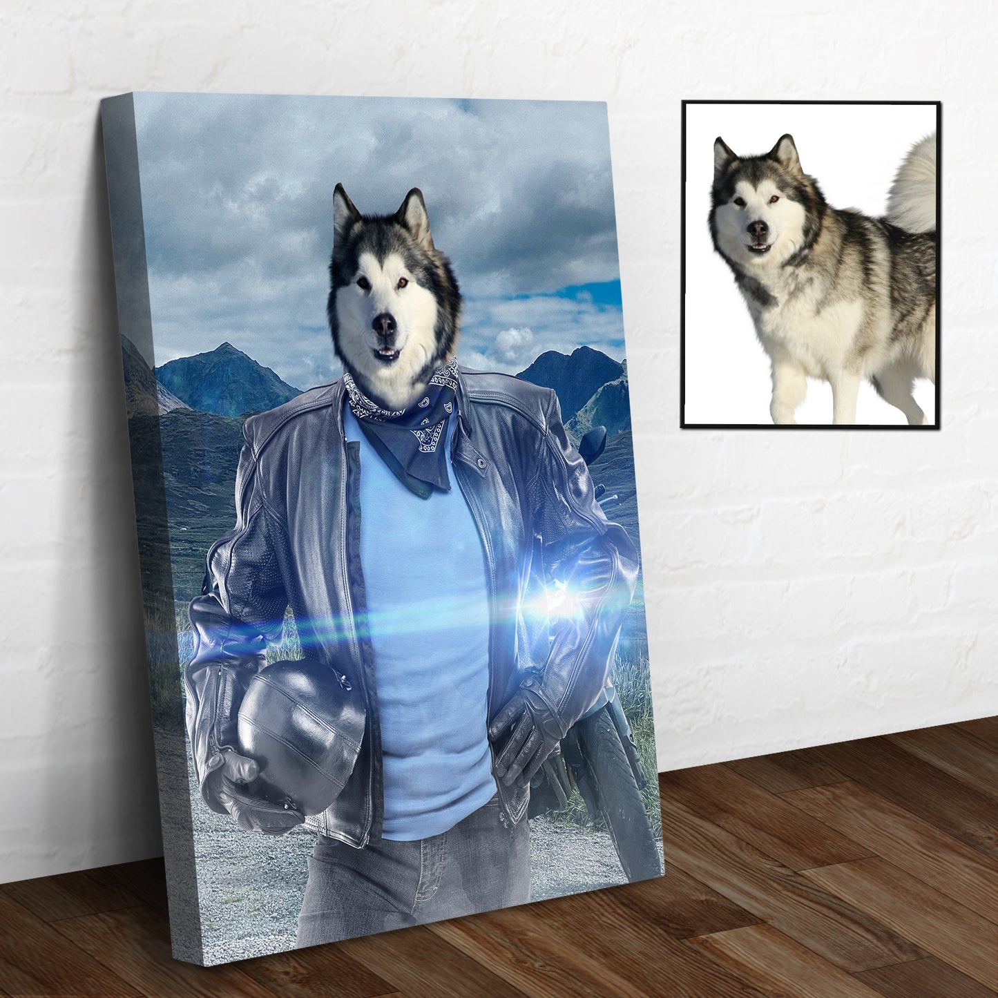 Pet Dog Biker Portrait Sig Style 2 - Image by Tailored Canvases