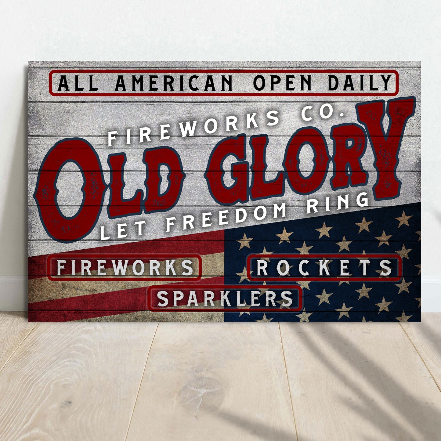 Old Glory Fireworks Co. Sign - Image by Tailored Canvases