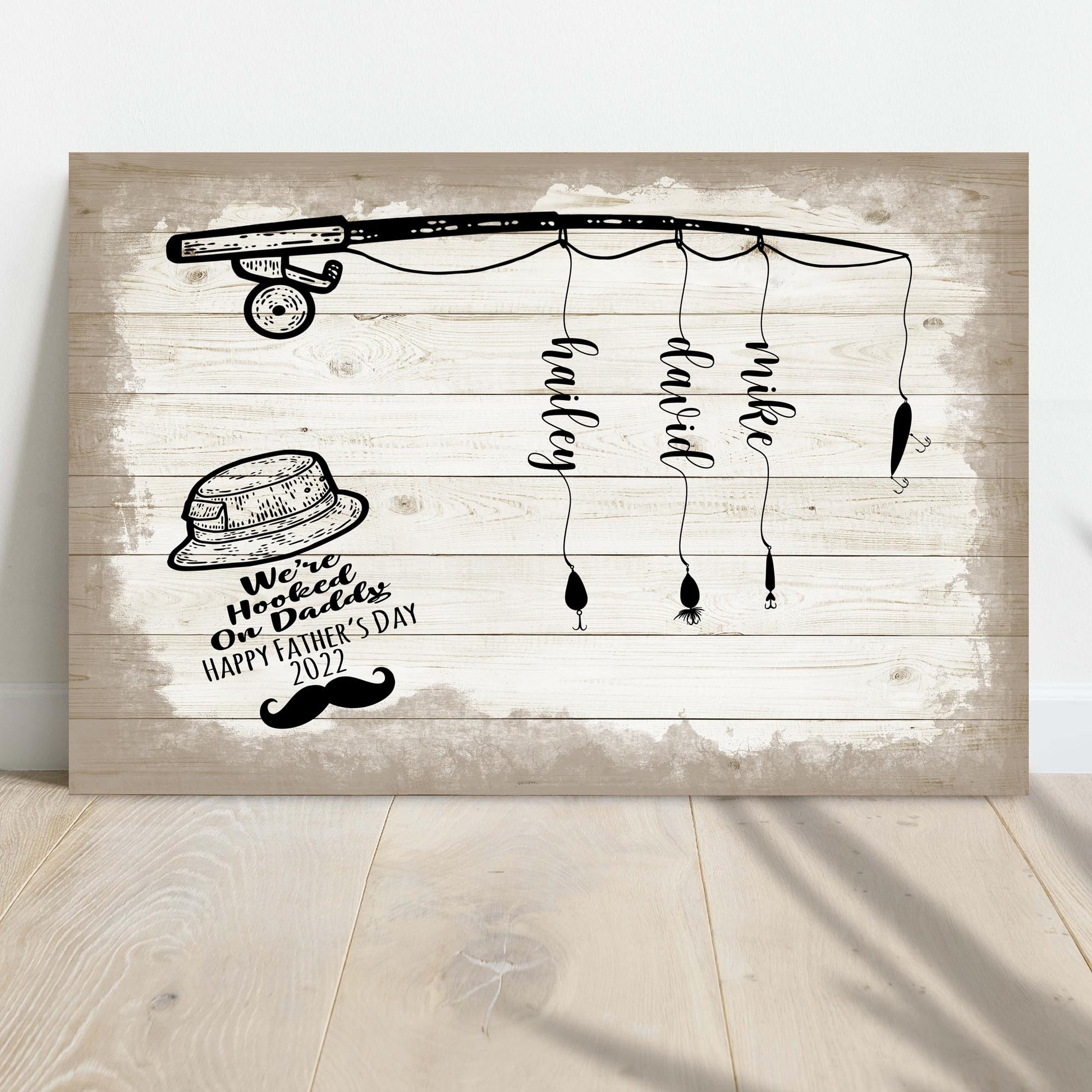 We're Hooked On Daddy Happy Father's Day Sign  - Image by Tailored Canvases