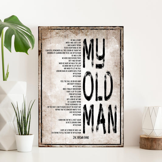 My Old Man, Happy Father's Day Sign - Image by Tailored Canvases