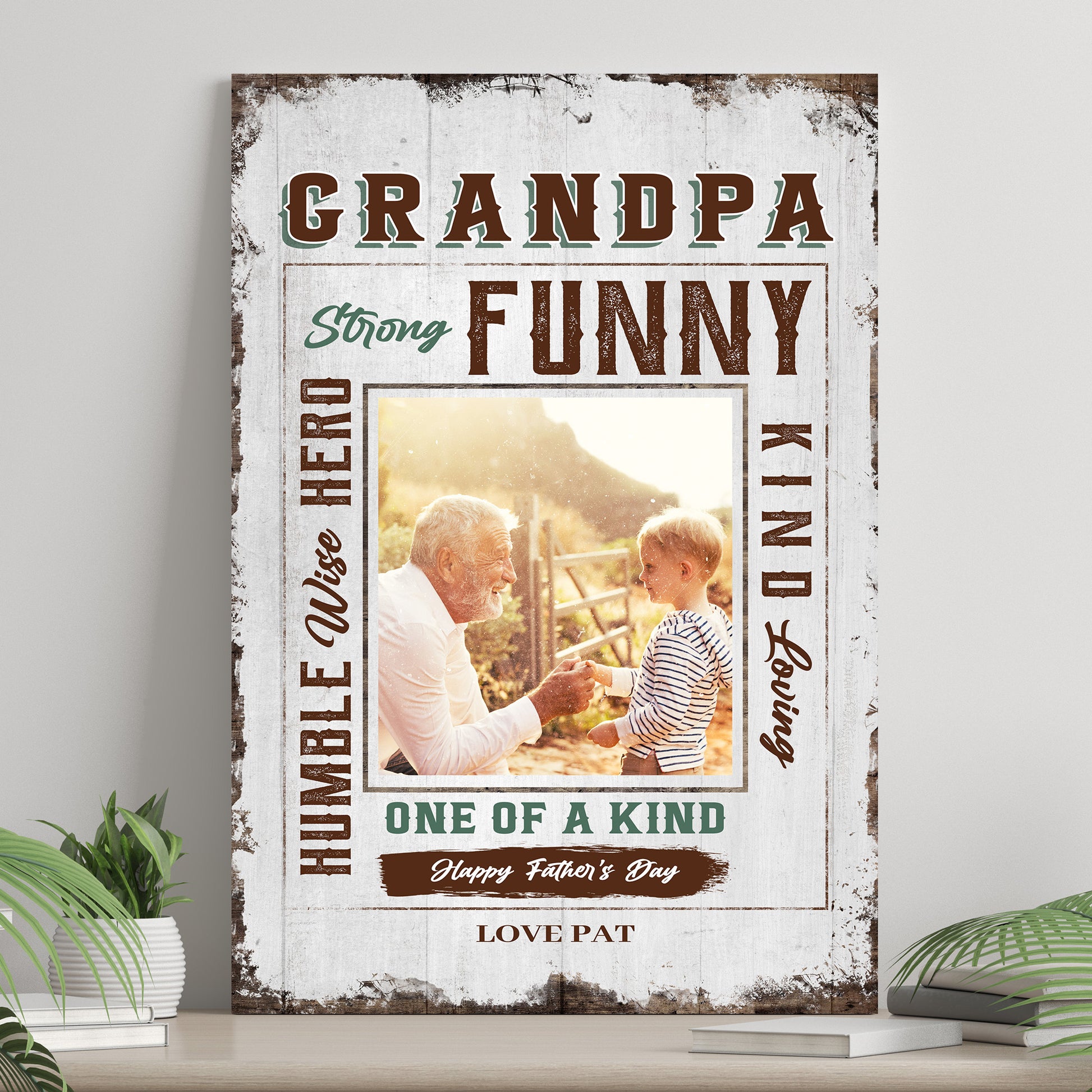 One Of A Kind Grandpa Happy Father's Day Sign - Image by Tailored Canvases