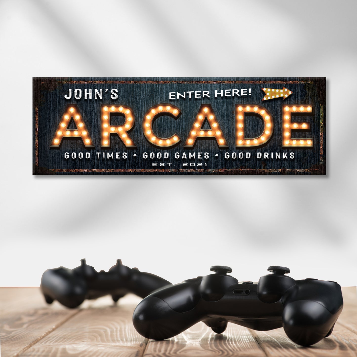 Arcade Enter Here Sign | Customizable Canvas - Image by Tailored Canvases
