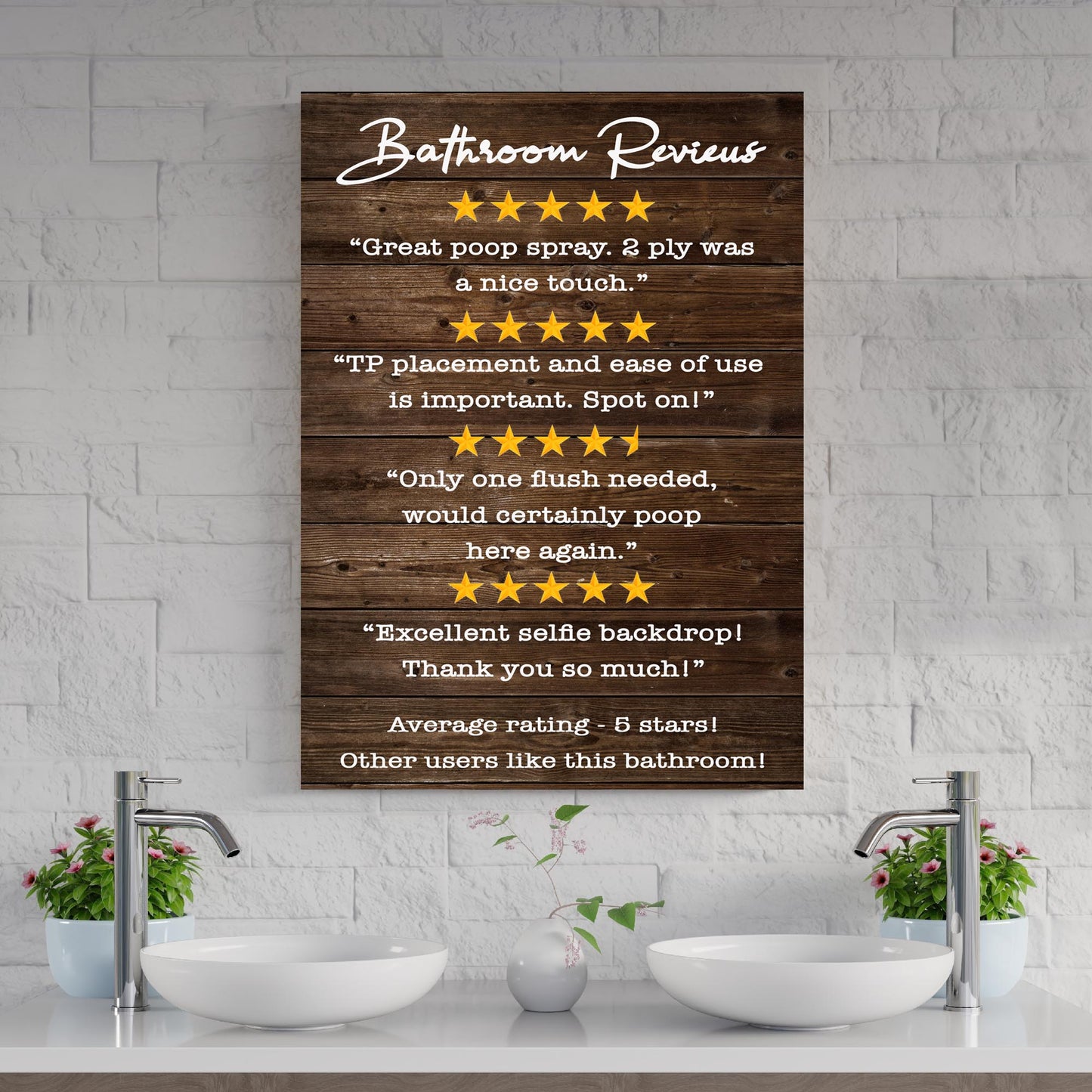 Bathroom Reviews Sign II - Image by Tailored Canvases