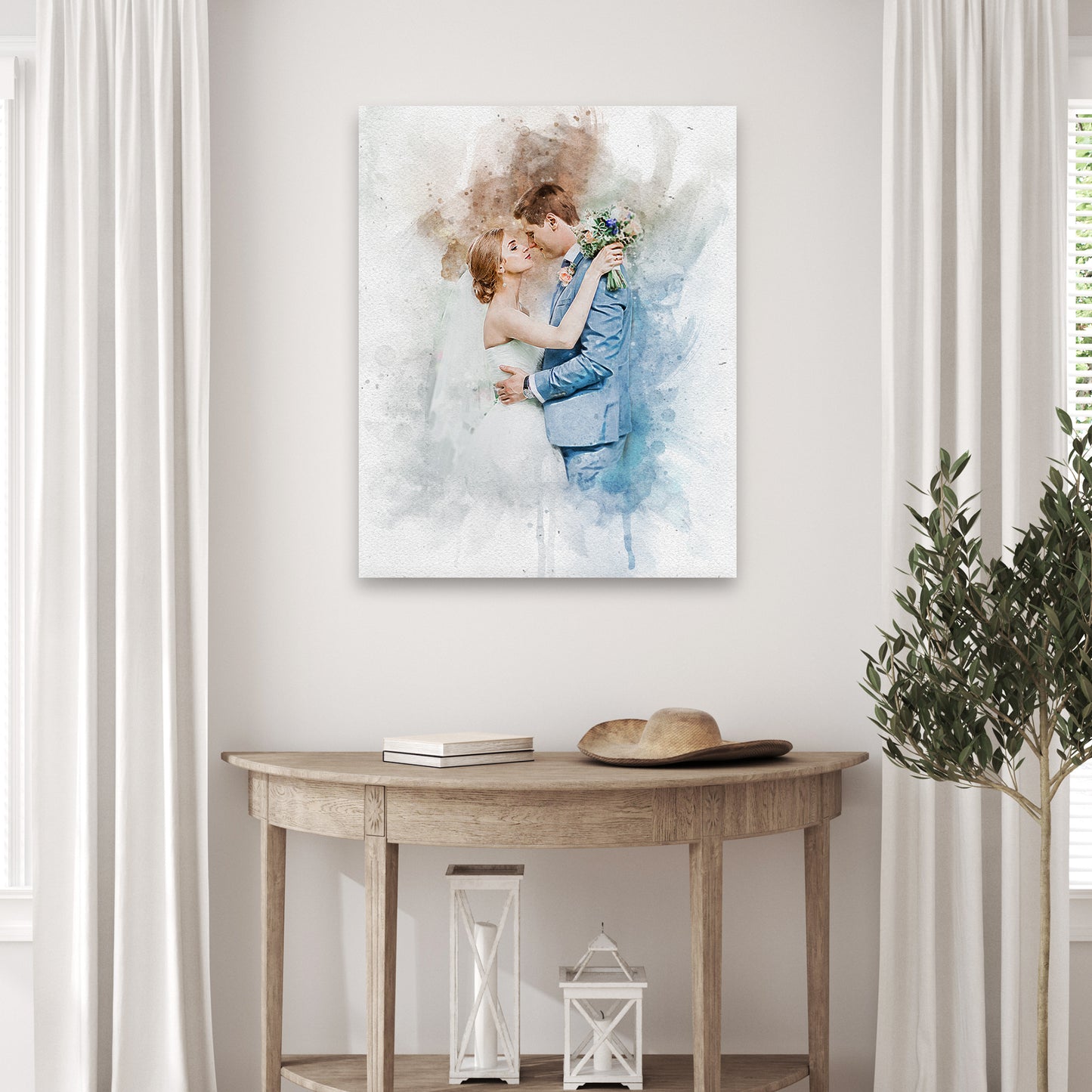 Wedding Watercolor Portrait Style 1 - Image by Tailored Canvases