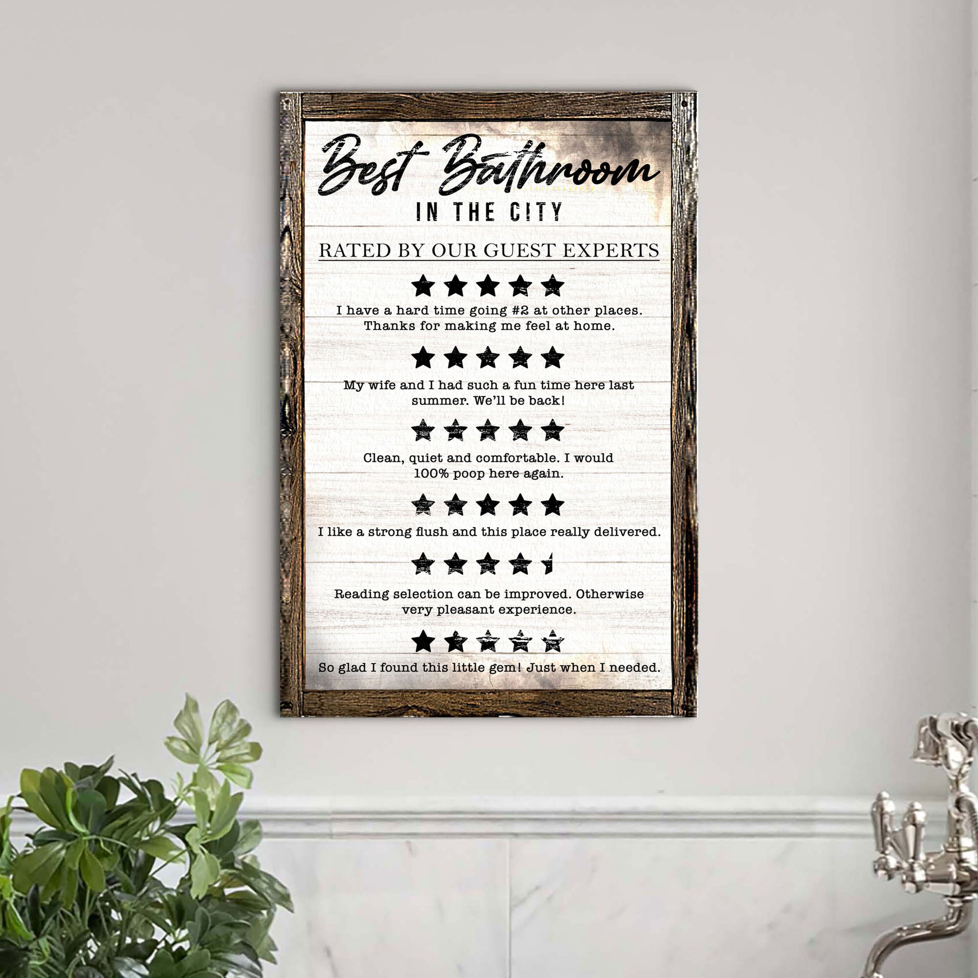 Best Bathroom In The City Sign Style 1 - Image by Tailored Canvases