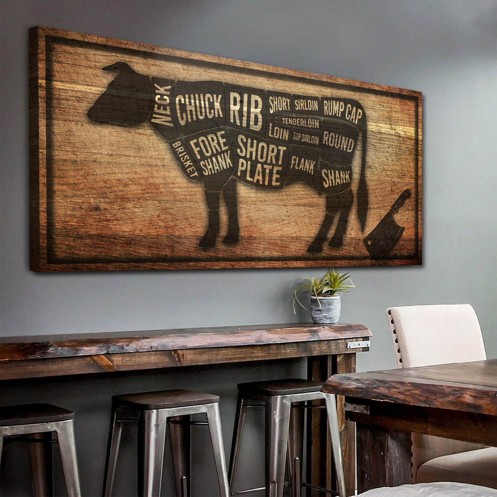 Cow Butcher Kitchen Sign II Style 2 - Image by Tailored Canvases