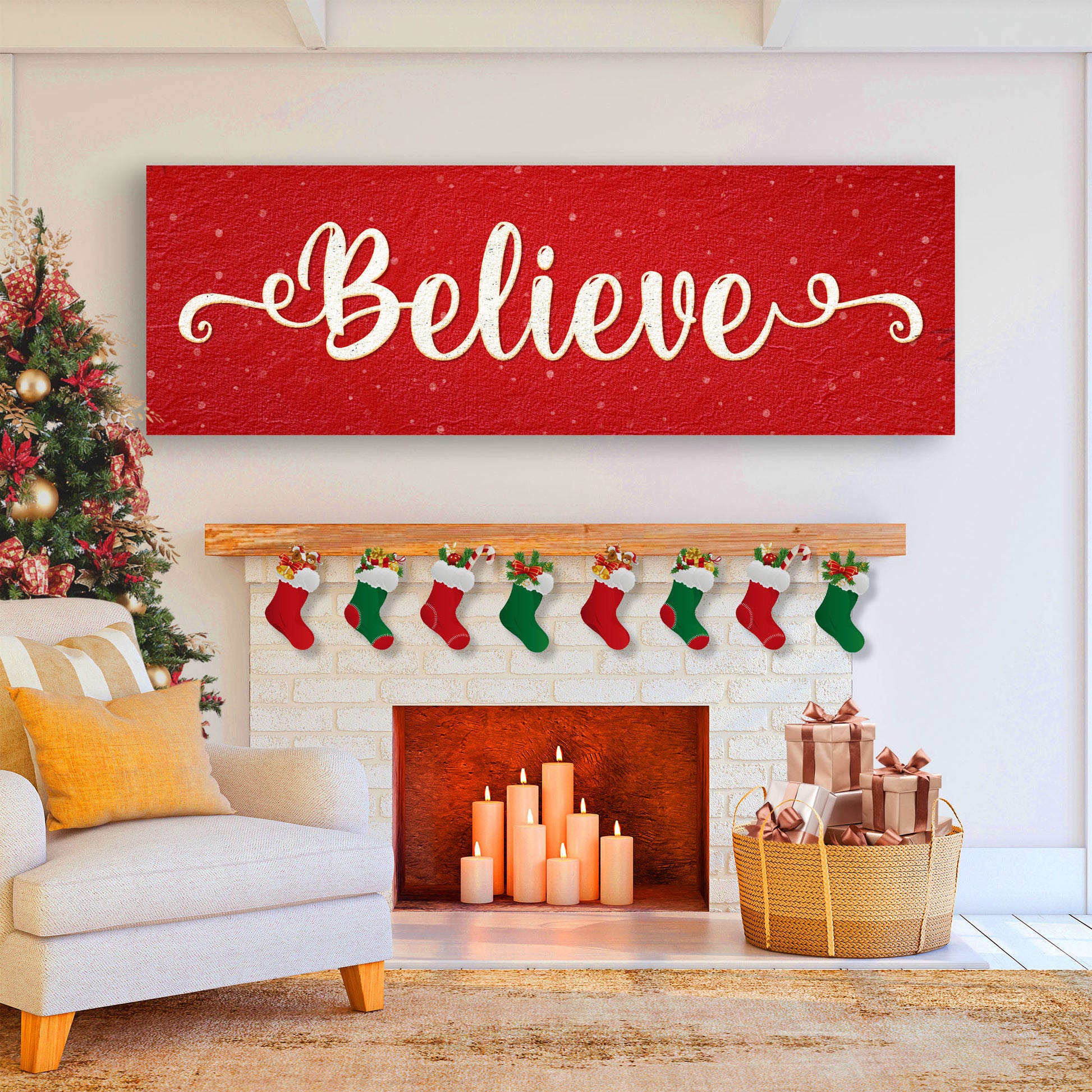 Believe Christmas Theme Sign II Style 1 - Image by Tailored Canvases