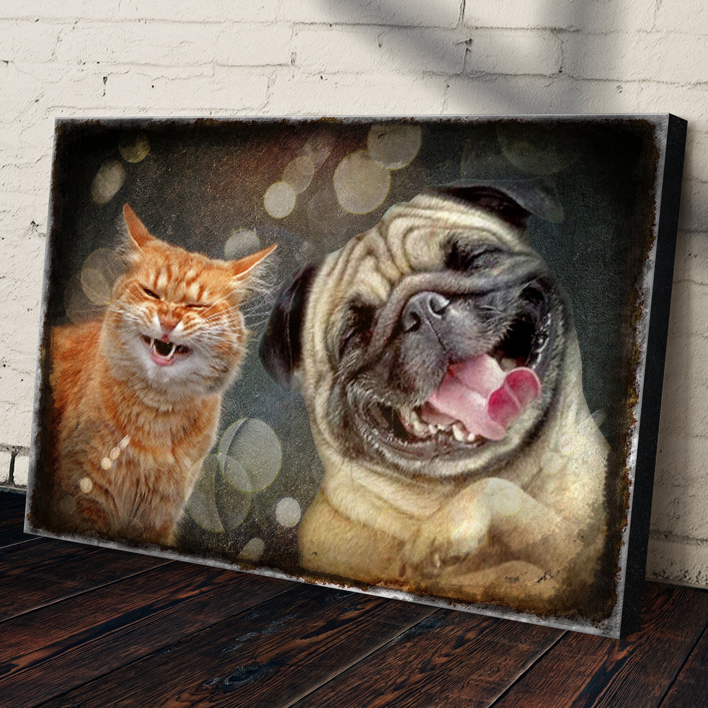 Happy Cat Happy Dog Pet Canvas Wall Art Style 2 - Image by Tailored Canvases