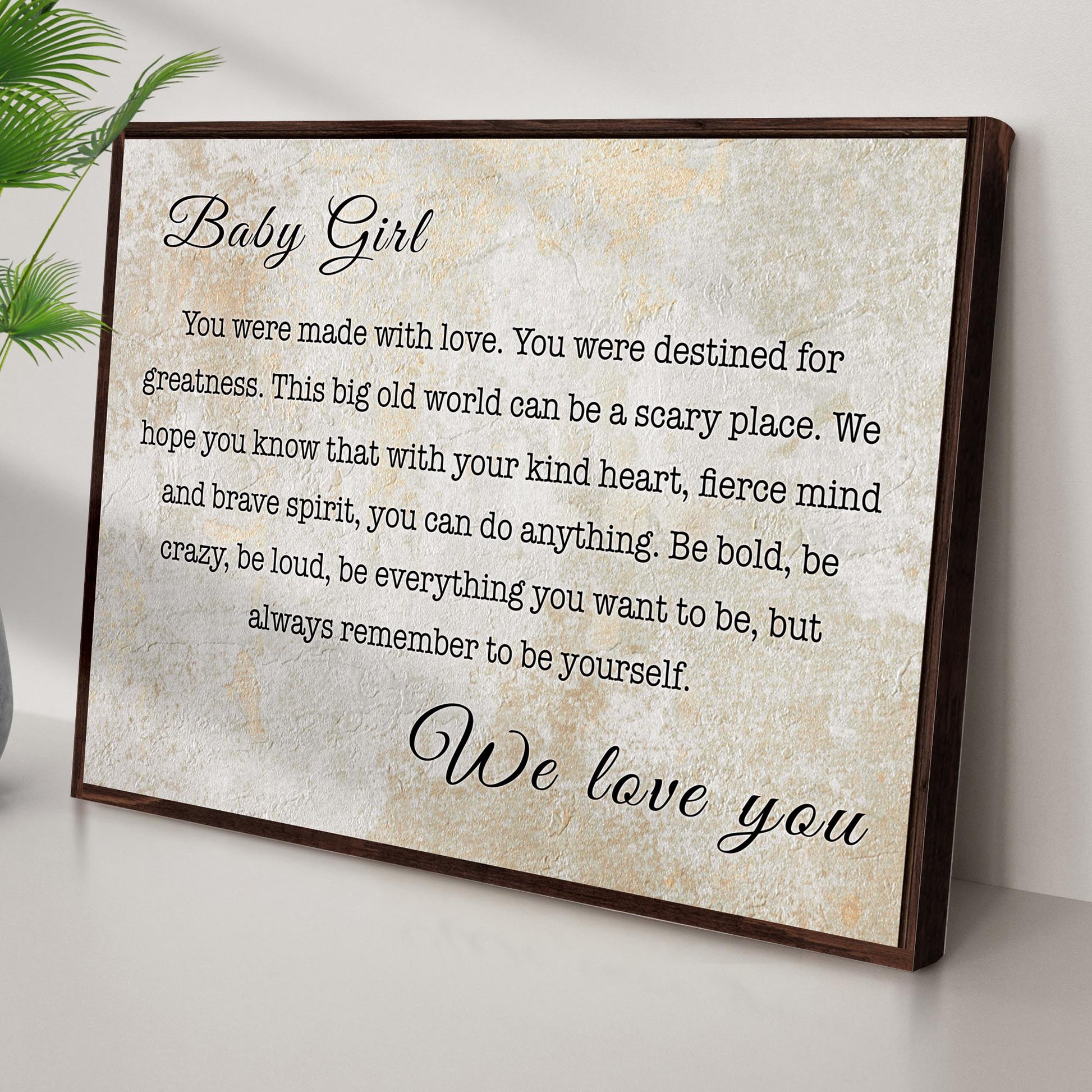 Baby Girl, You Were Made With Love Sign Style 1 - Image by Tailored Canvases