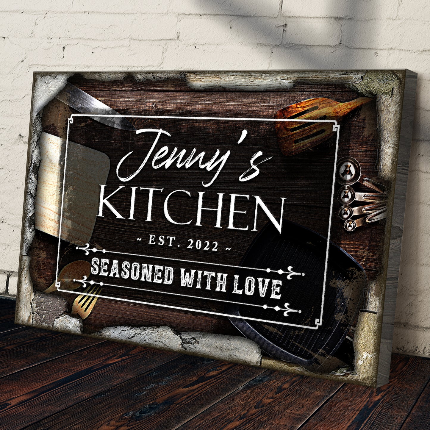 Seasoned with Love Kitchen Sign (Ready to hang) - Wall Art Image by Tailored Canvases