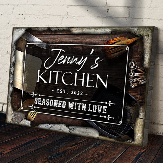 Seasoned with Love Kitchen Sign (Ready to hang) - Wall Art Image by Tailored Canvases