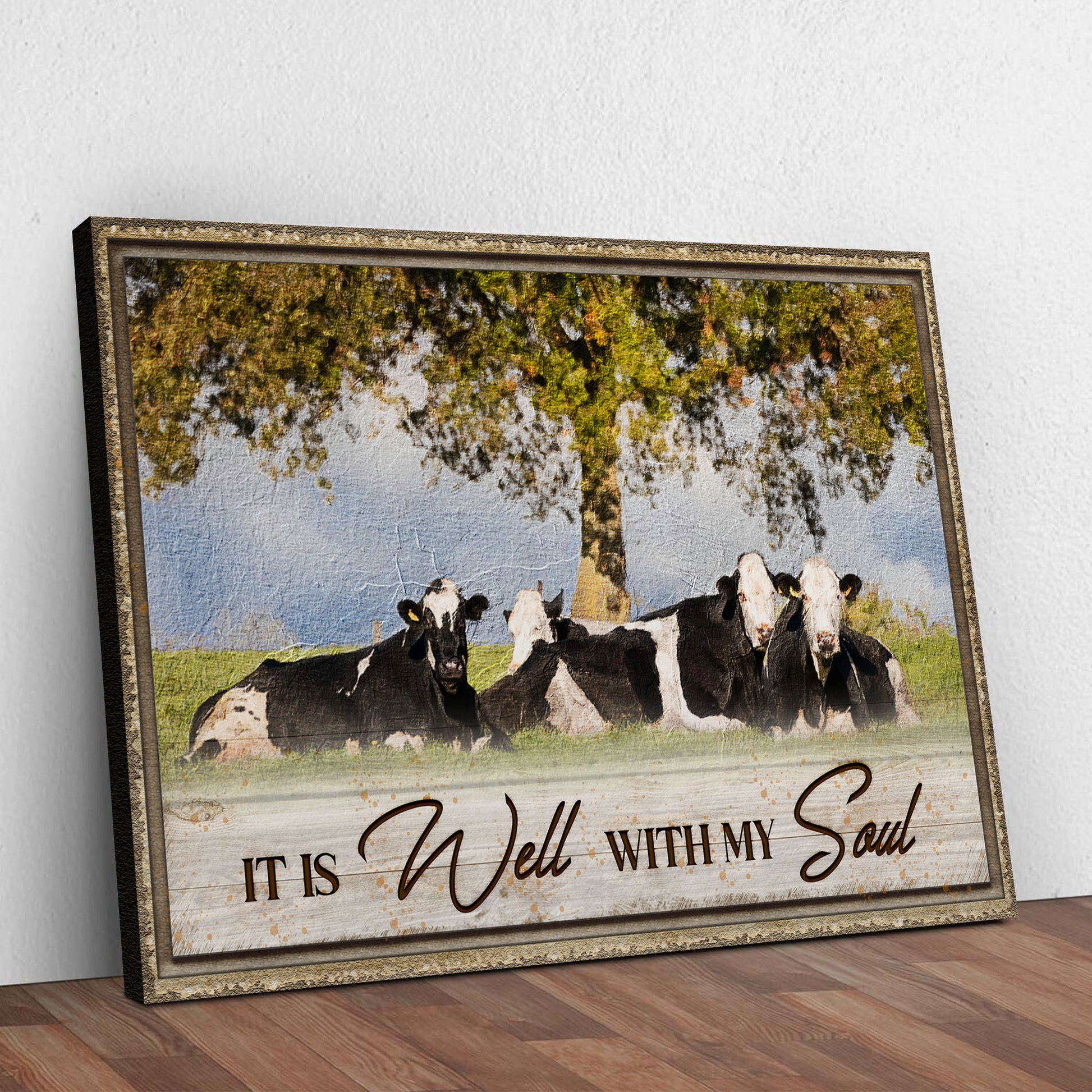 It Is Well With My Soul Cow Sign Style 1 - Image by Tailored Canvases