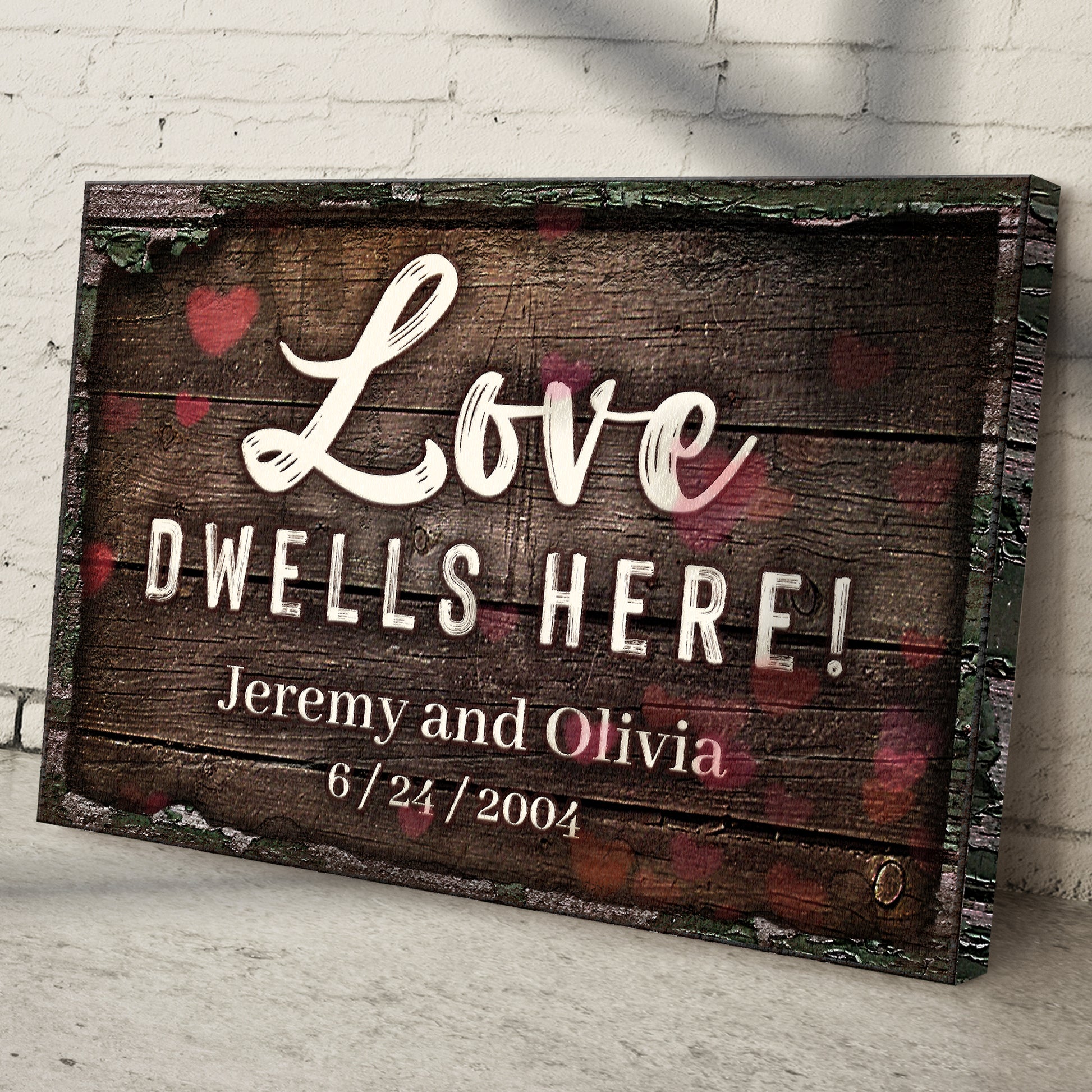 Love Dwells Here Couple Sign Style 2 - Image by Tailored Canvases