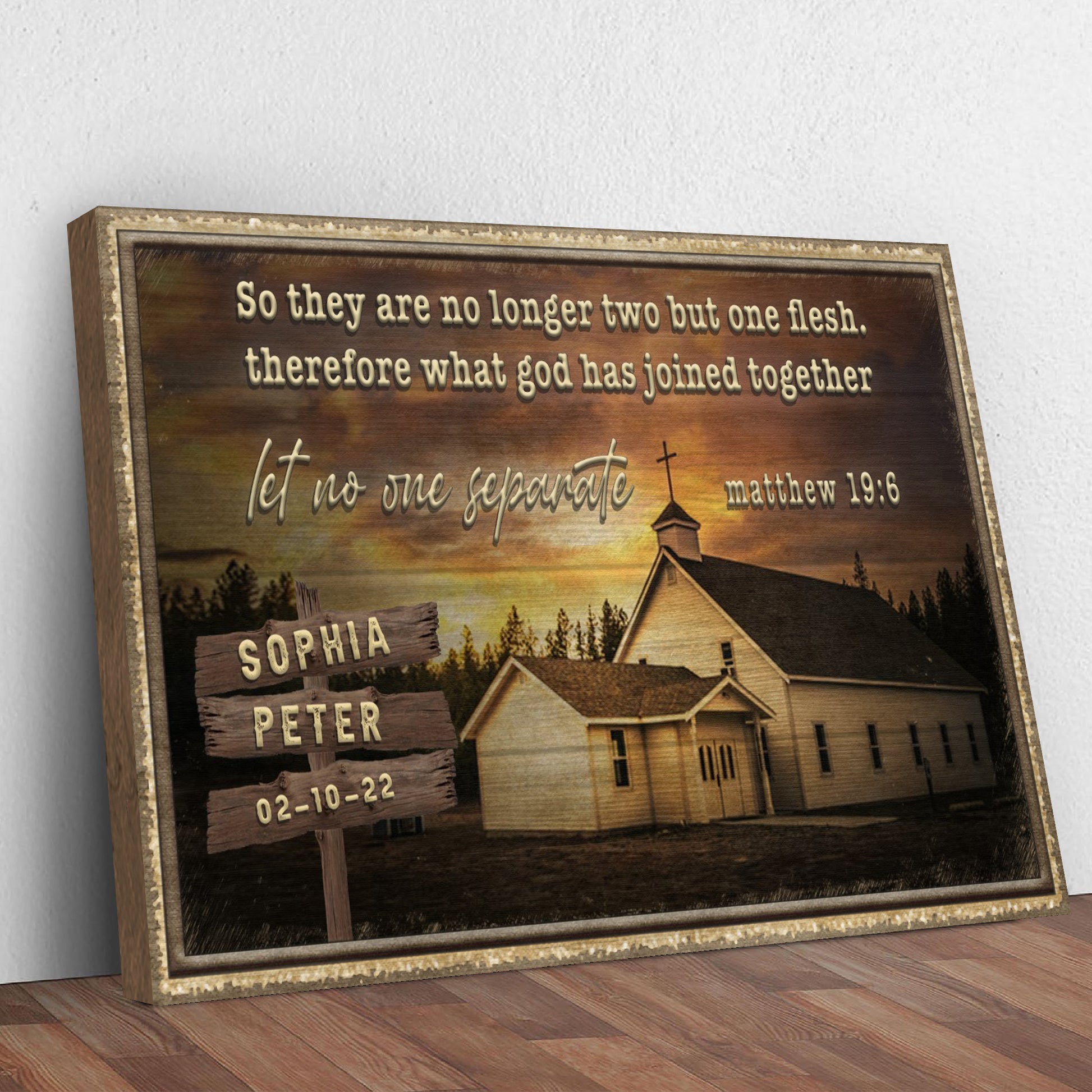 Matthew 19:6 - What God Has Joined Together Let No One Separate Sign Style 1 - Image by Tailored Canvases