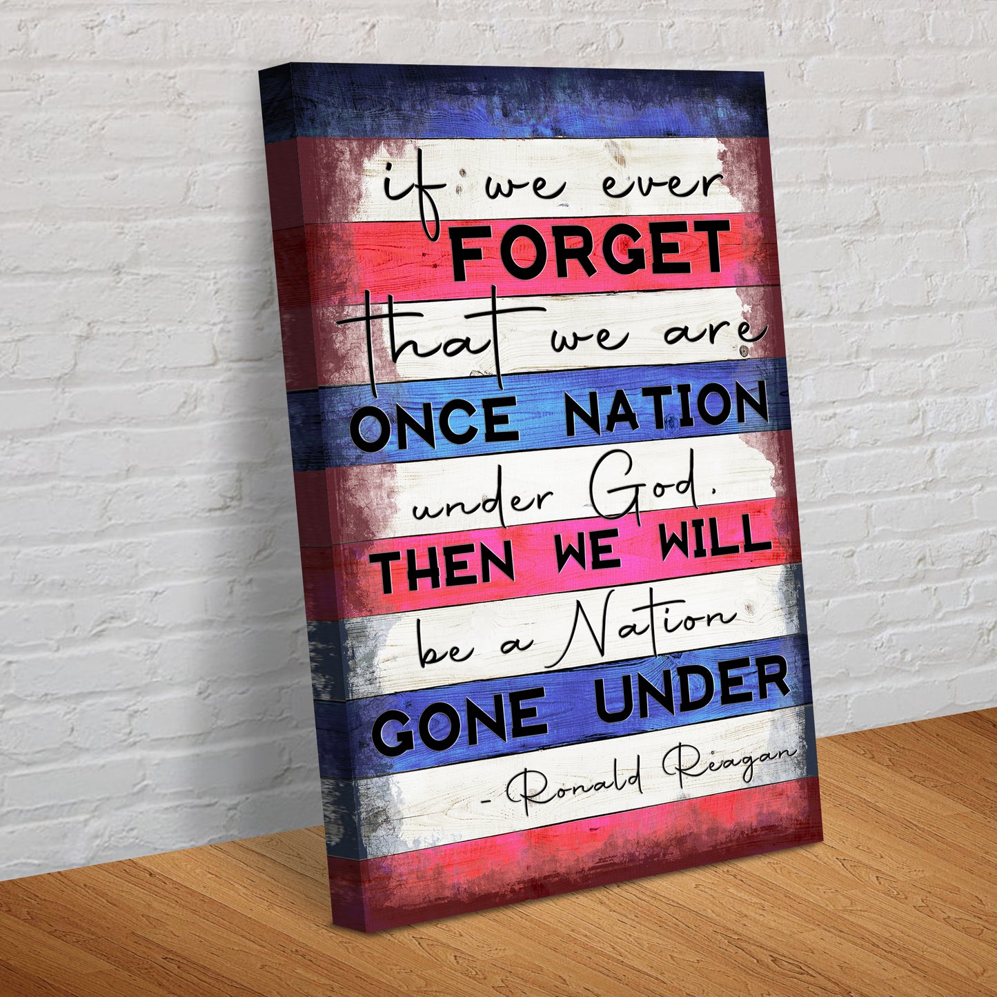 One Nation Under God Ronald Reagan Sign II Style 2 - Image by Tailored Canvases
