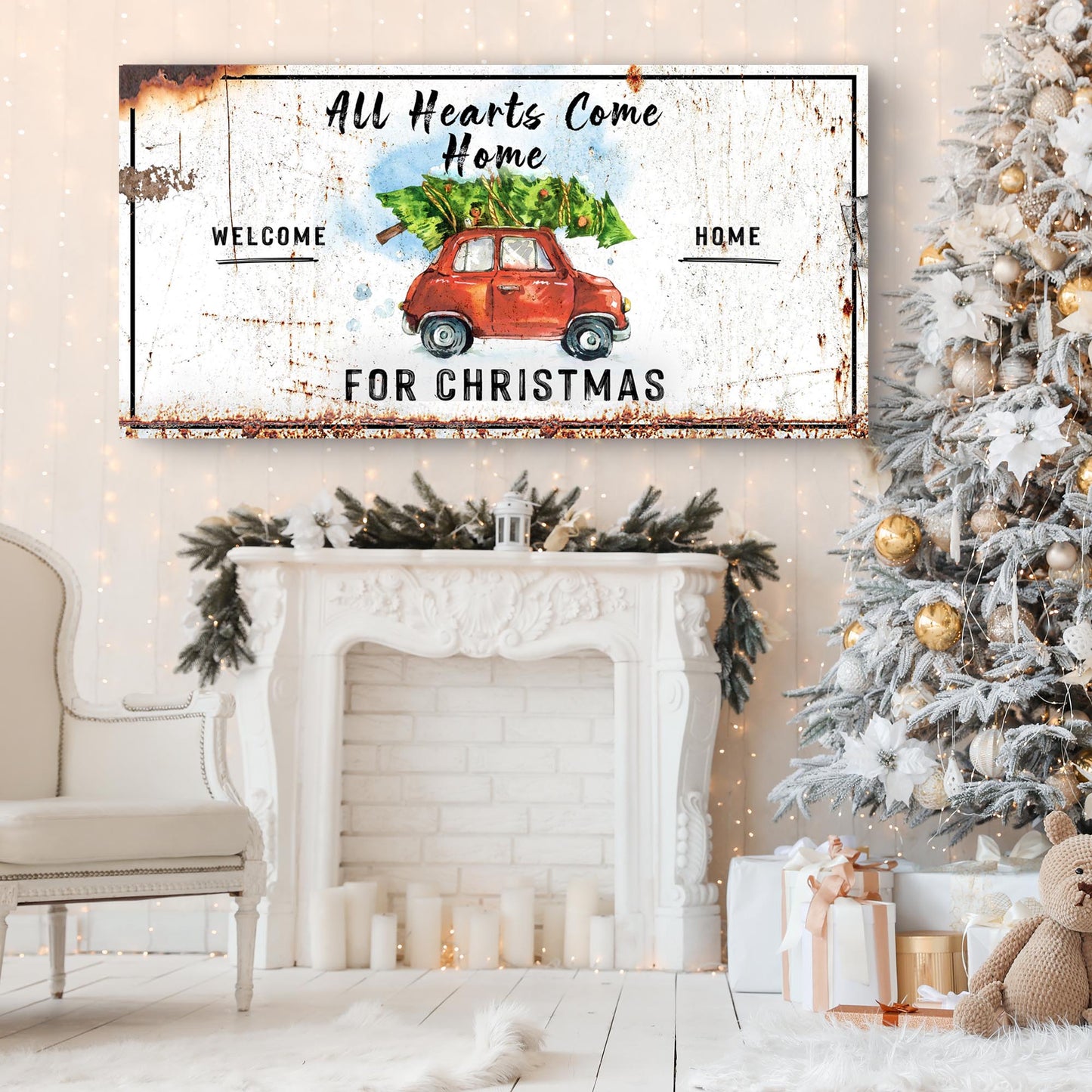 All Hearts Come Home For Christmas Sign  - Image by Tailored Canvases