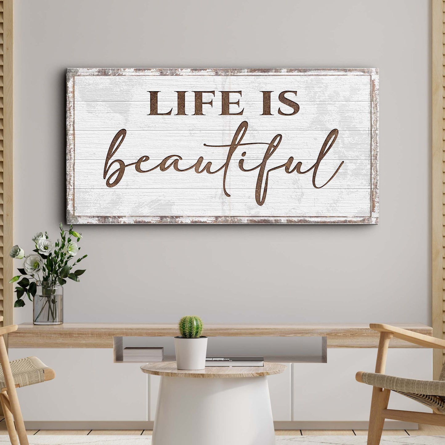 Life Is Beautiful Sign Style 1 - Image by Tailored Canvases