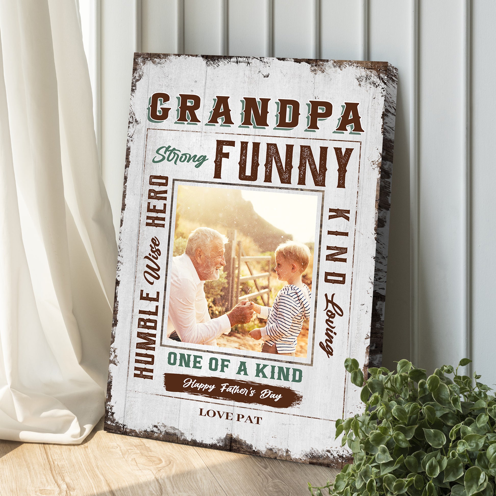 One Of A Kind Grandpa Happy Father's Day Sign Style 2 - Image by Tailored Canvases