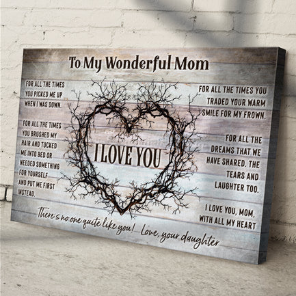 To My Wonderful Mom Happy Mother's Day Sign - Image by Tailored Canvases