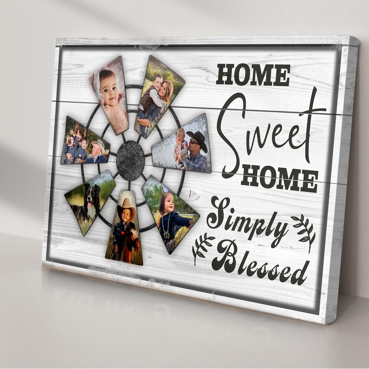 Simply Blessed Home Sweet Home Family Sign | Customizable Canvas Style 1 - Image by Tailored Canvases