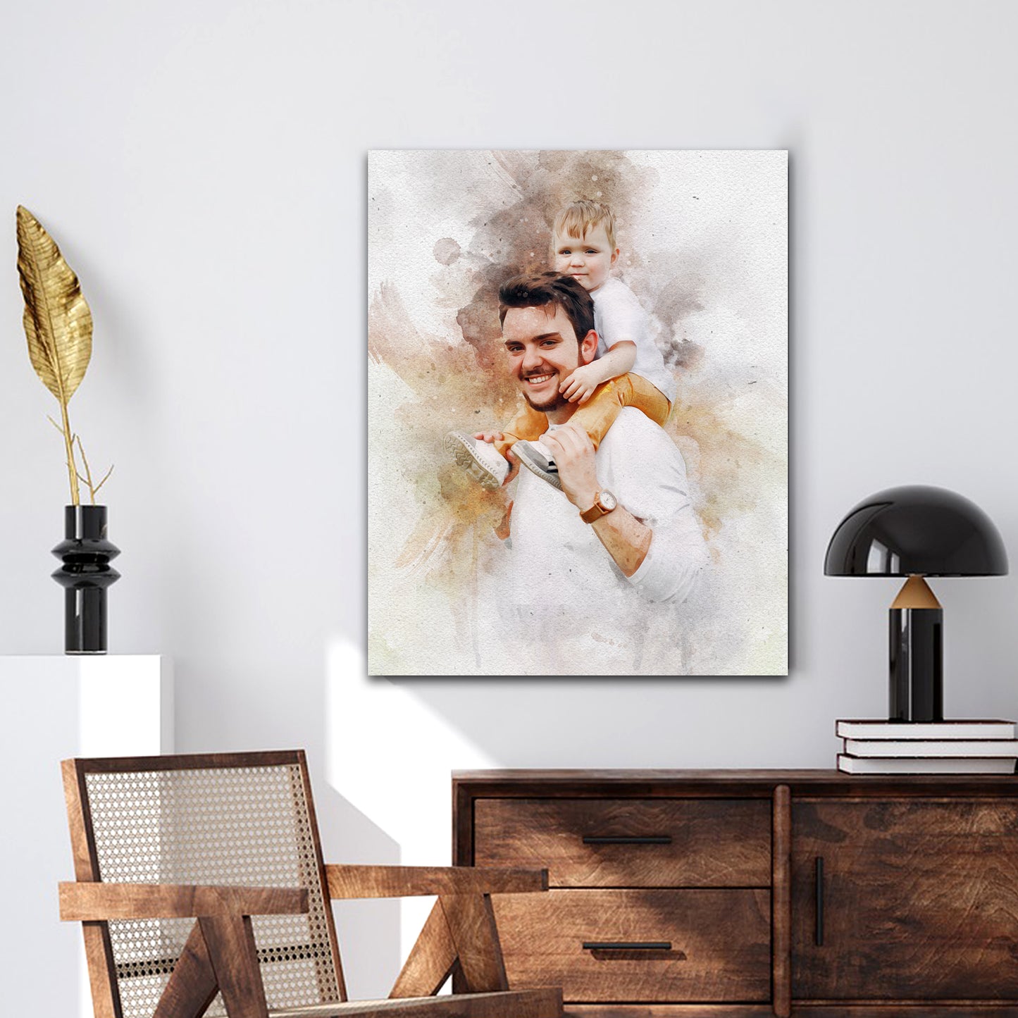 Dad Watercolor Portrait | Customizable Canvas Style 1 - Image by Tailored Canvases