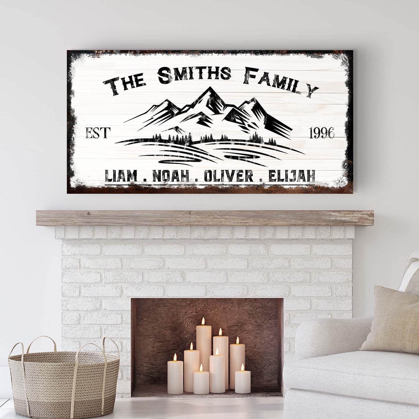 Family Mountain Name Sign  - Image by Tailored Canvases
