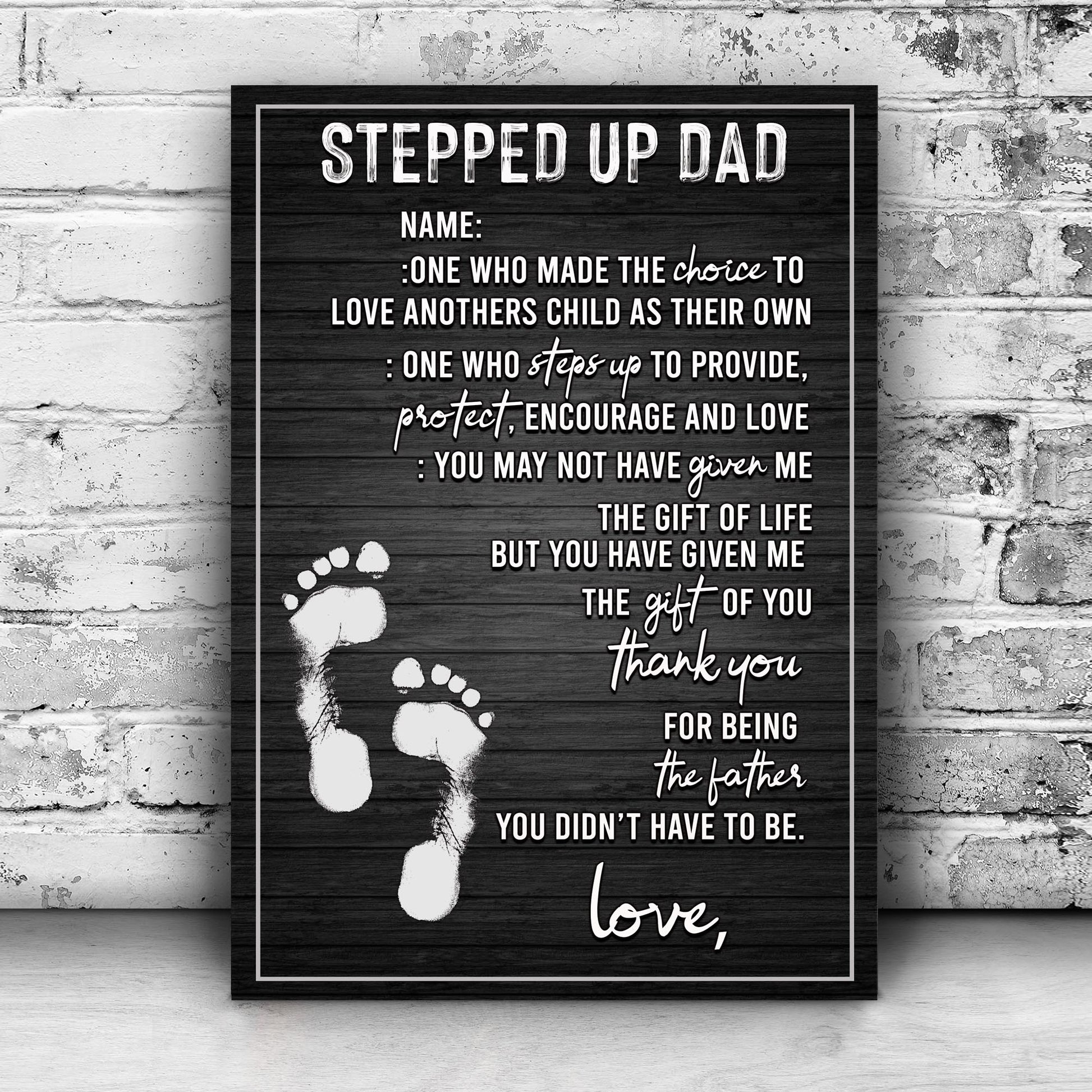 Stepped Up Dad Happy Father's Day Sign Style 1 - Image by Tailored Canvases