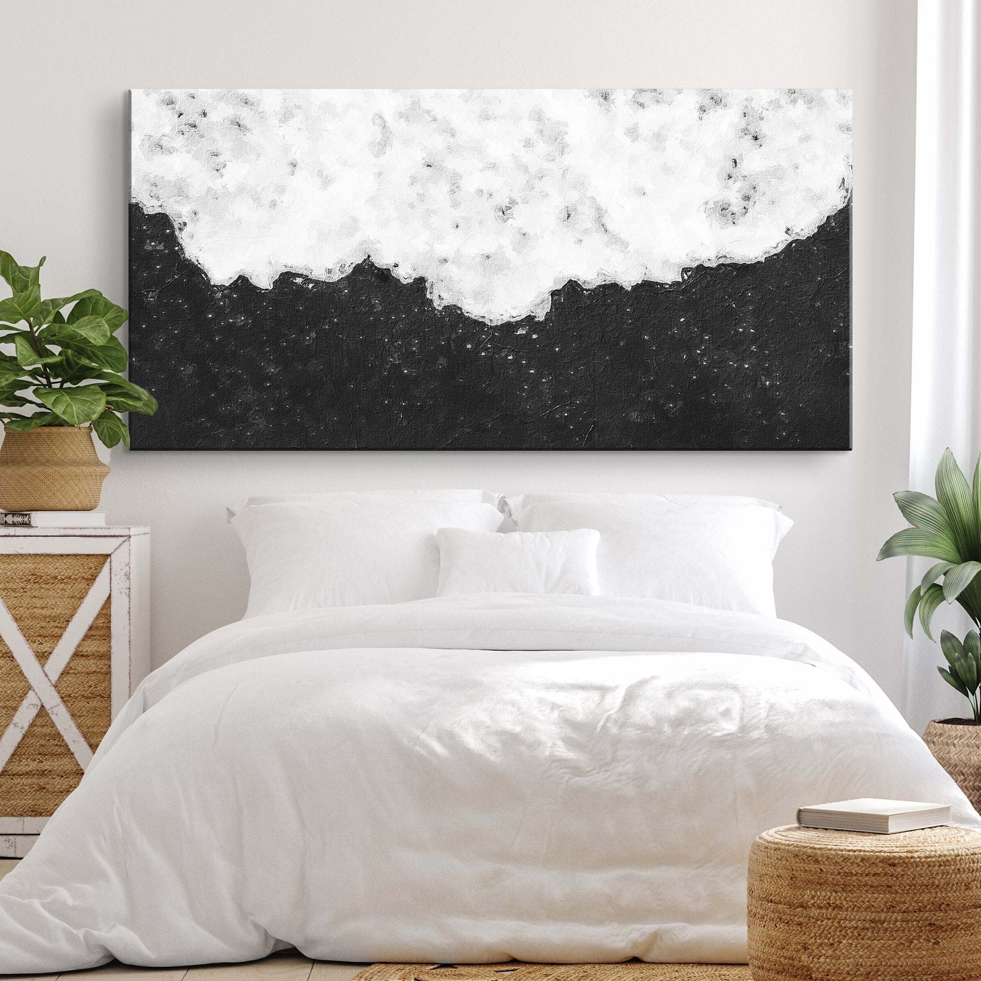 Black And White Textured Painting Canvas Wall Art Style 1 - Image by Tailored Canvases 
