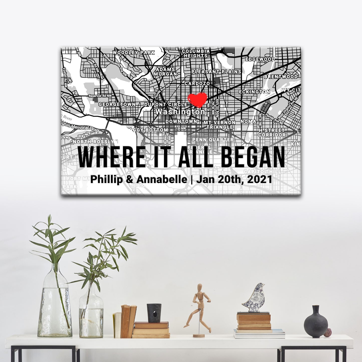 Couple Street Map Sign II | Customizable Canvas Style 1 - Image by Tailored Canvases