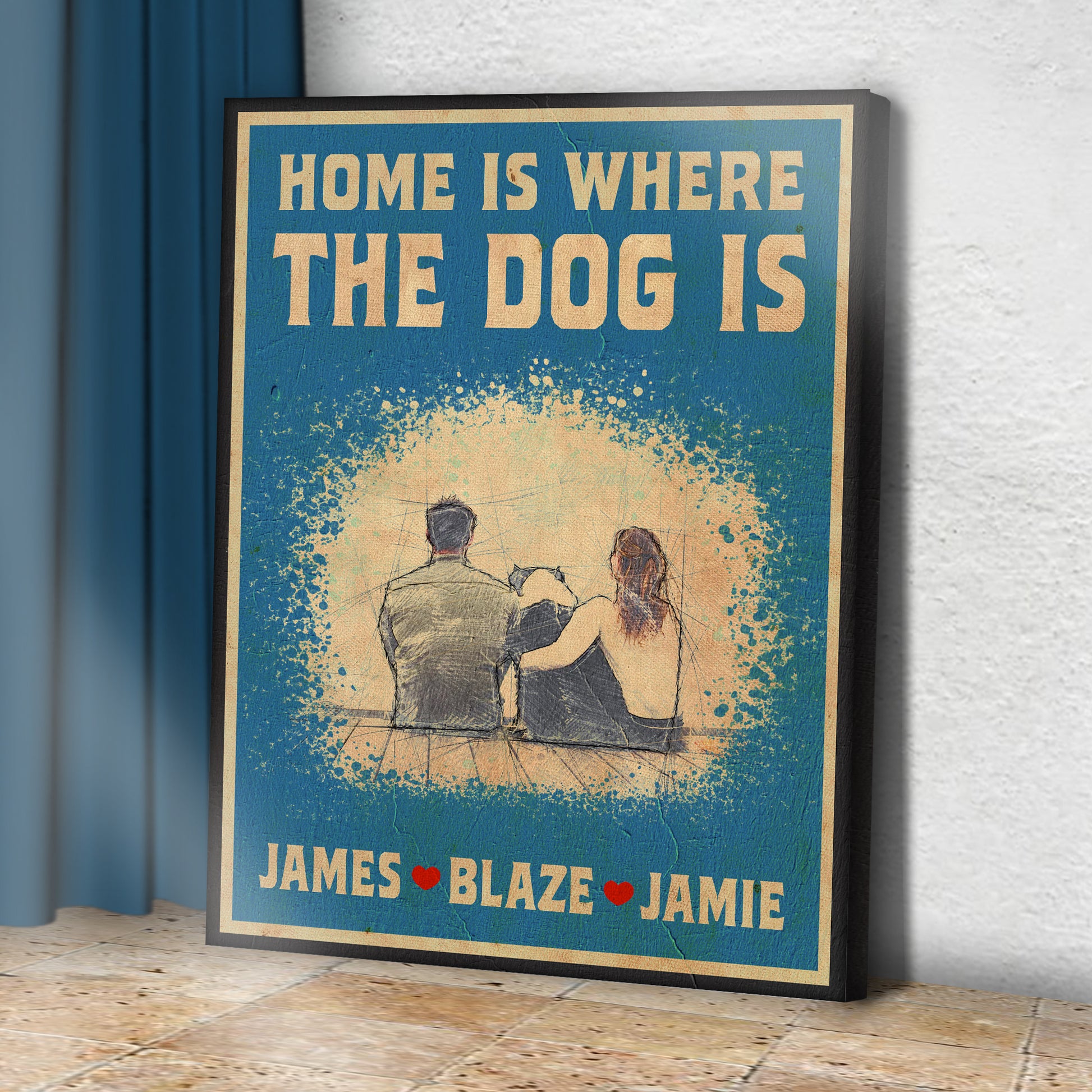 Home Is Where The Dog Is Sign | Customizable Canvas