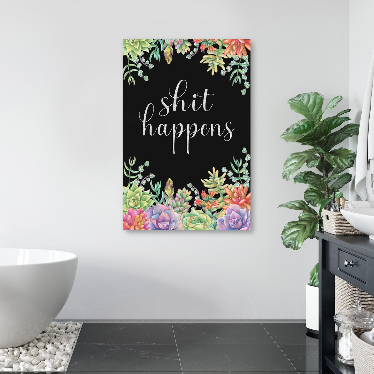 Shit Happens Bathroom Sign Style 1 - Image by Tailored Canvases